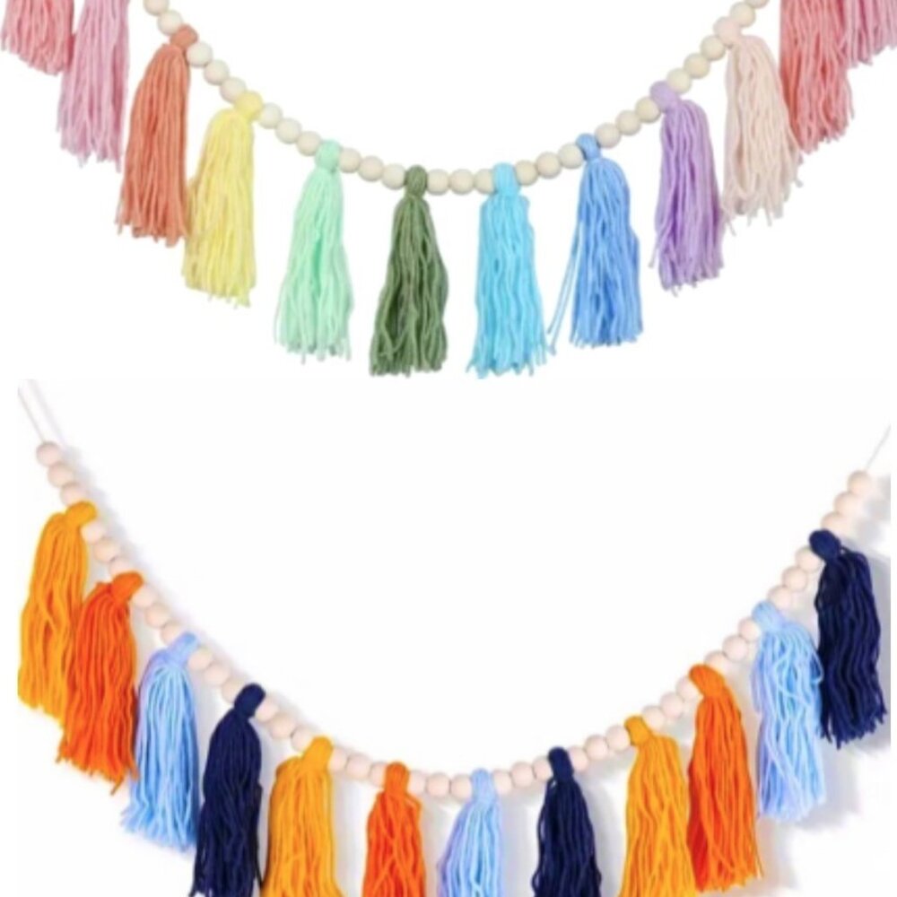 42"L Colorful Yarn Tassels Garland Wall Hanging Baby Children's Room Party Décor